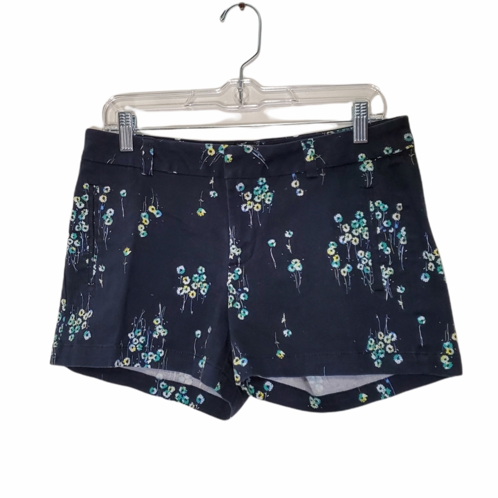 a.n.a. Twill Mid-rise Floral Shorts Navy Size 8